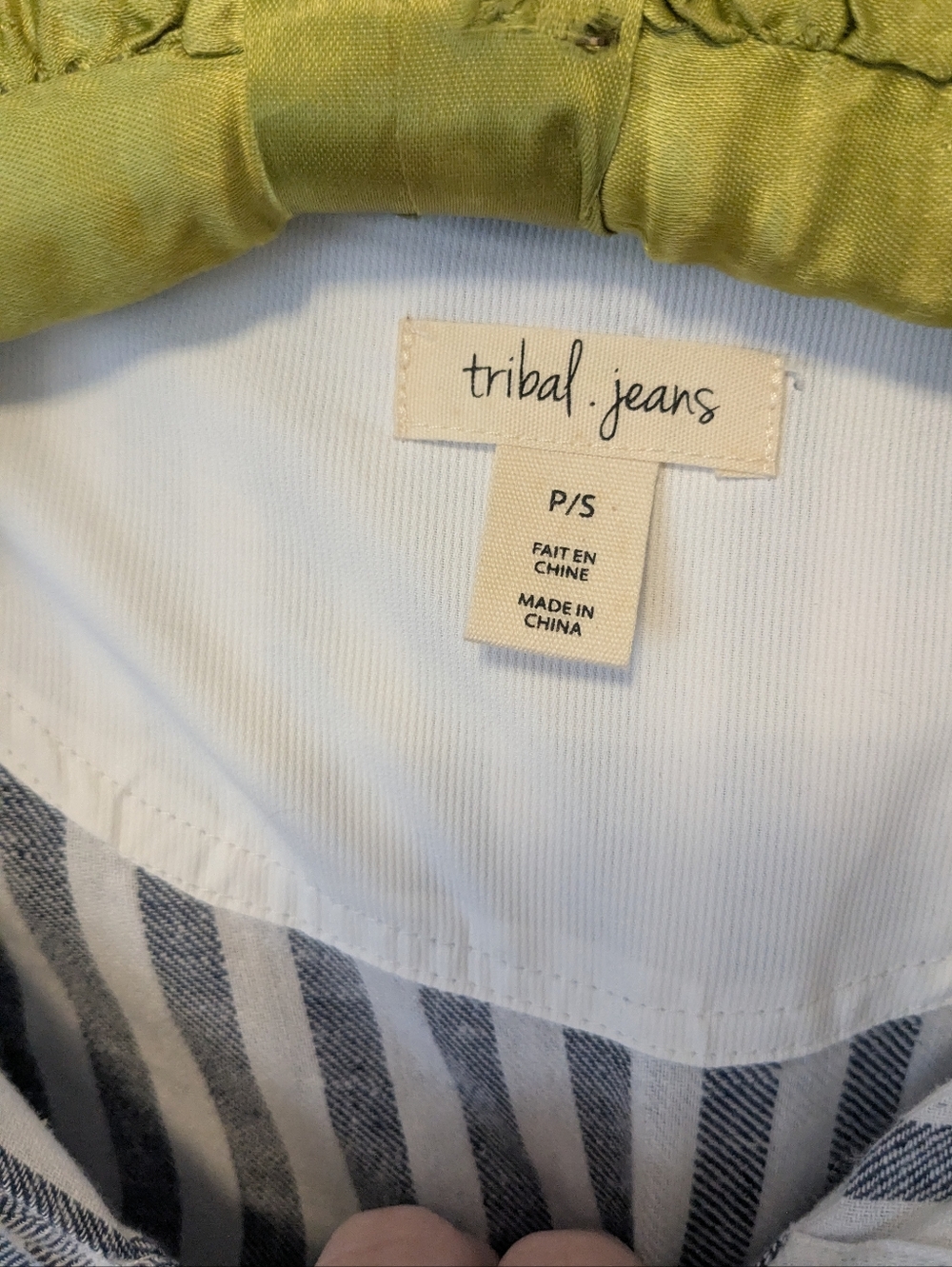 Tribal Jeans brand Striped Hooded Button Jacket in Blue & White, size P/S - Picture 2 of 9